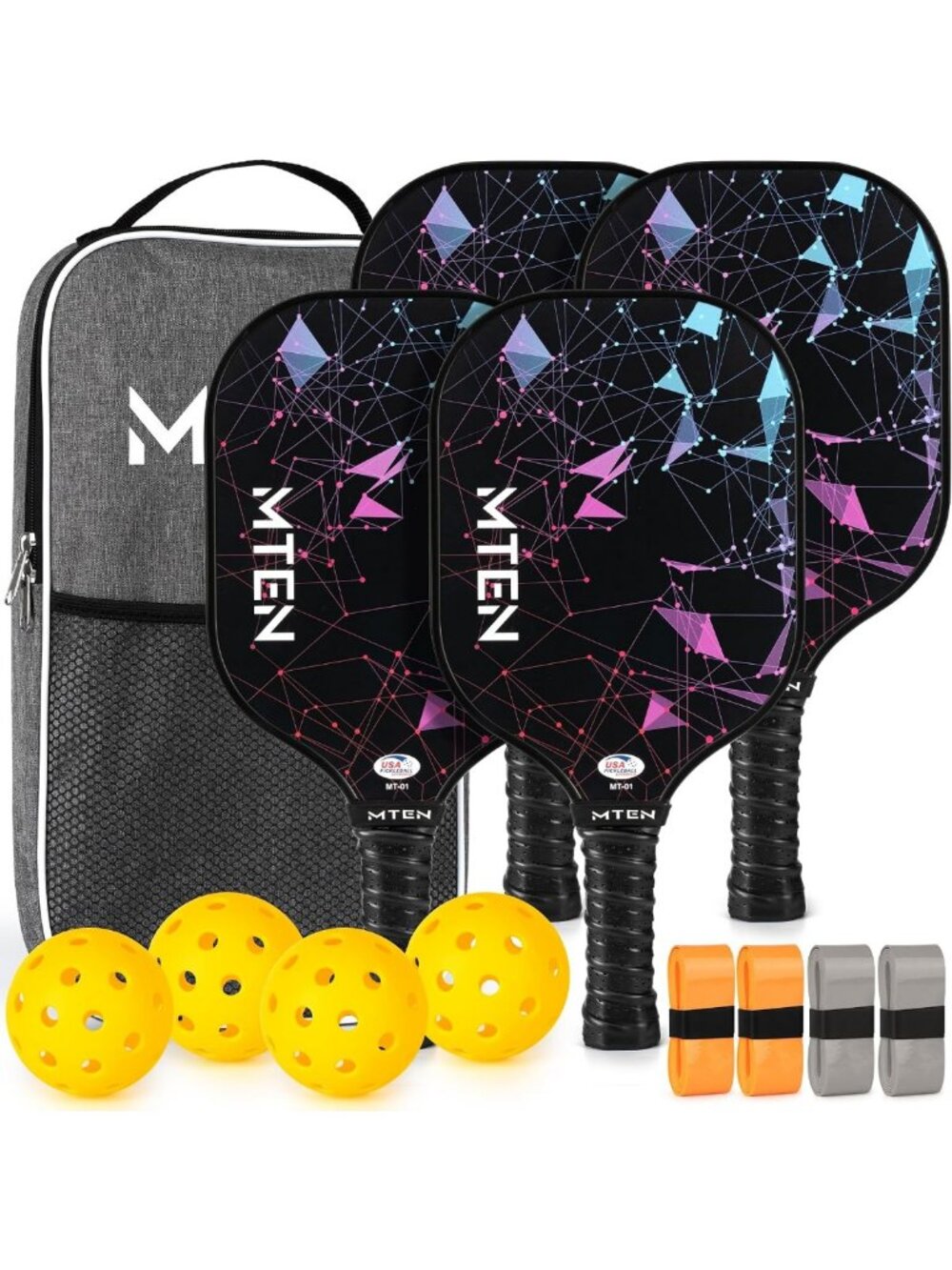 USAPA Approved Pickleball Paddles Set of 2/4, Lightweight Fiberglass Rackets